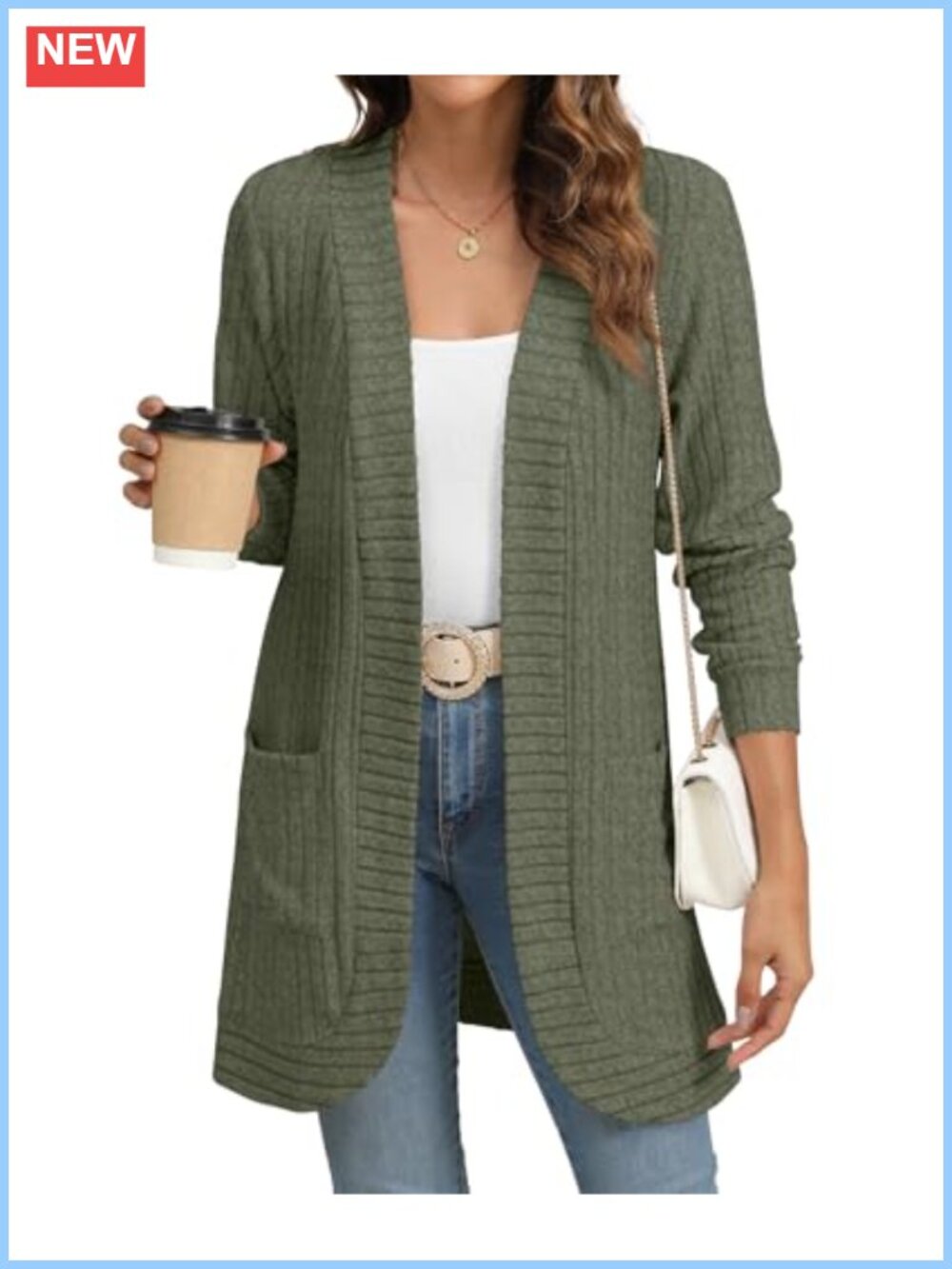 Women's Open Front Cardigan Sweater Long Sleeve with Pockets Cozy Knit